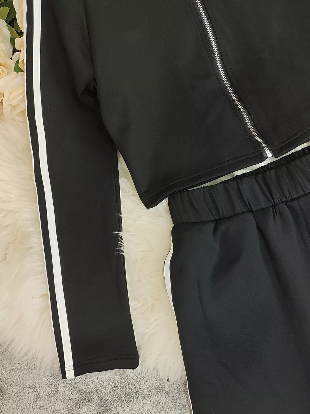 Striped Zip Up Top and Pants Set - Trendsi - Flyclothing LLC