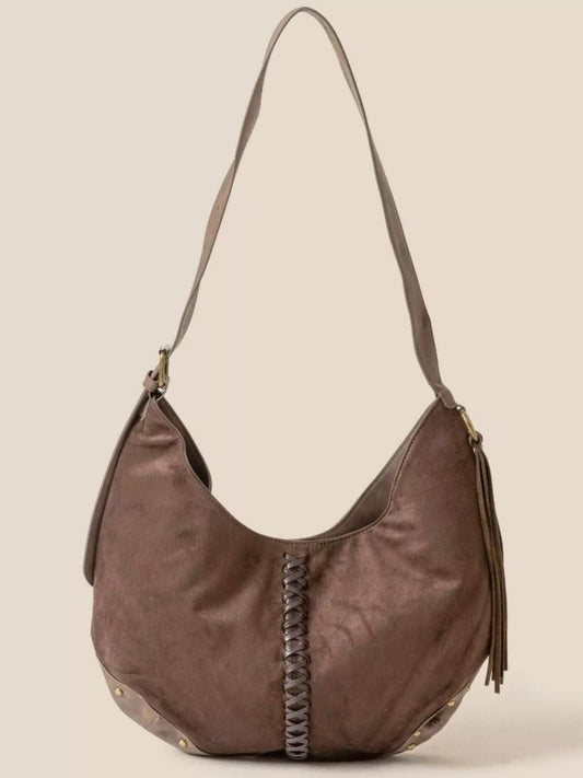 Fame Braided Detail Hobo Shoulder Bag - Trendsi - Flyclothing LLC