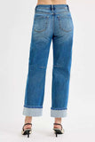 RISEN Slouchy Crop Barrel Cuffed Jeans - Trendsi - Flyclothing LLC