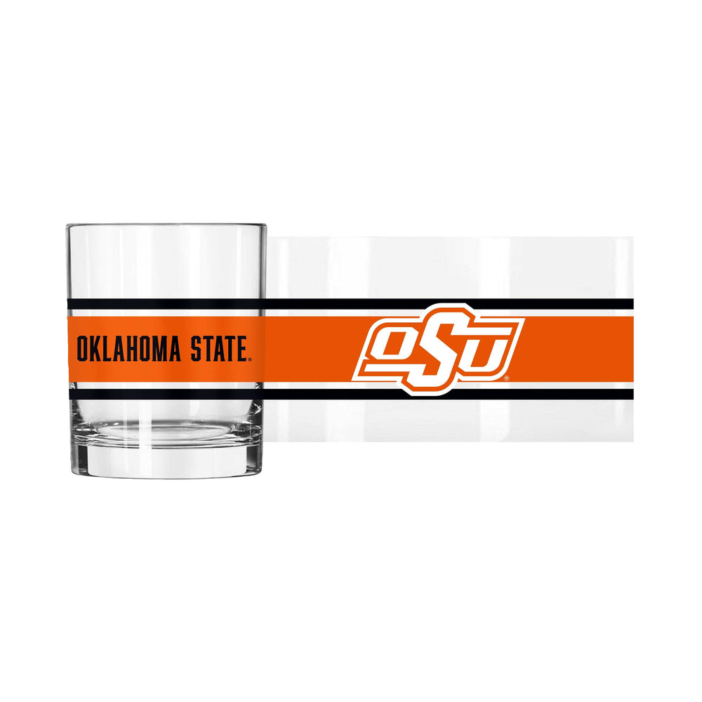 OK State 14oz Stripe Rocks Glass - Logo Brands - Flyclothing LLC