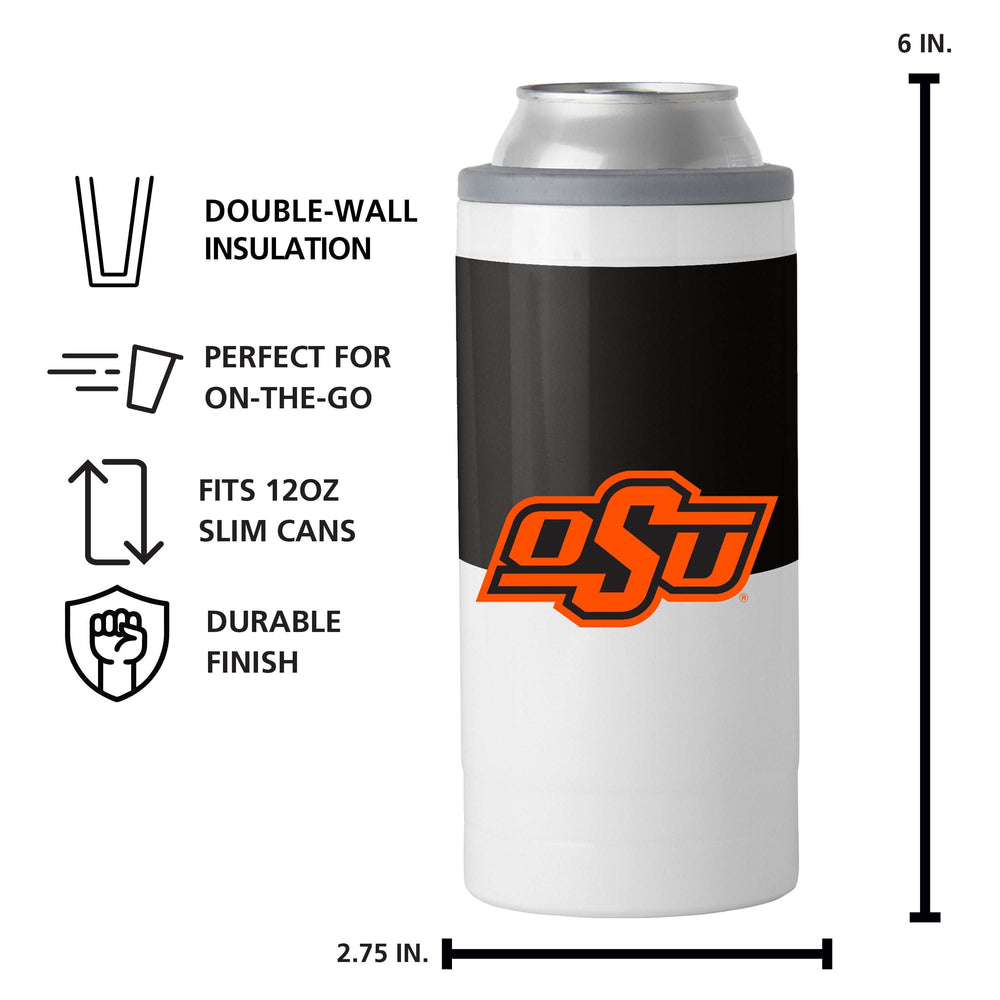 OK State Colorblock 12oz Slim Can Coolie - Logo Brands - Flyclothing LLC