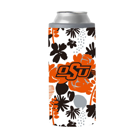 Oklahoma State 12oz Floral Slim Can Coolie - Logo Brands - Flyclothing LLC