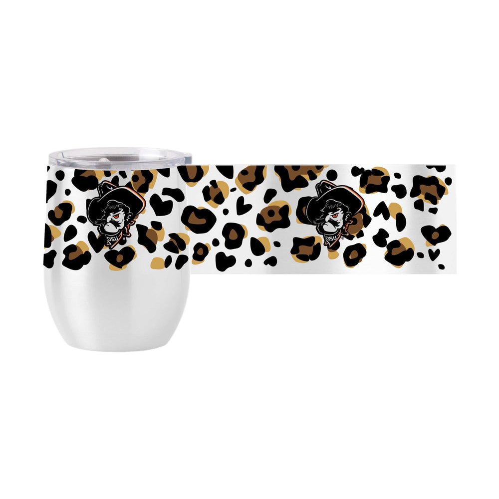 Oklahoma State 16oz Neutral Leopard Stainless Curved Beverage - Logo Brands - Flyclothing LLC