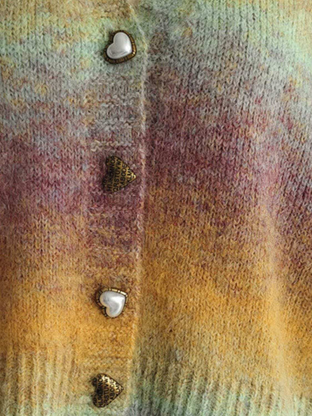 Gradient Heart Shape Button V-Neck Cardigan - Trendsi - Flyclothing LLC