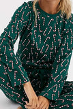 Candy Cane Print Round Neck Top and Pants Lounge Set - Trendsi - Flyclothing LLC