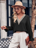 Ruffled V-Neck Flounce Sleeve Blouse - Trendsi - Flyclothing LLC