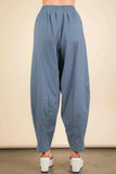 VERY J Solid Barrel Comfy Woven Pants - Trendsi - Flyclothing LLC
