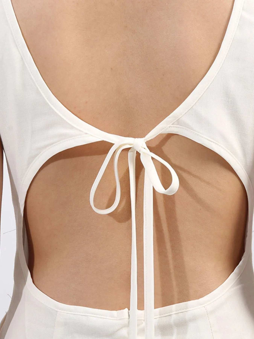 Cutout Back Printed Square Neck Dress - Trendsi - Flyclothing LLC