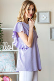 Heimish Full Size Ruffled Sleeve Ribbed Top - Trendsi - Flyclothing LLC