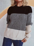 Color Block Long Sleeve Sweater - Trendsi - Flyclothing LLC
