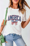 AMERICA Round Neck Short Sleeve T-Shirt - Trendsi - Flyclothing LLC