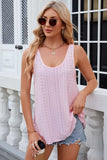 Eyelet Scoop Neck Wide Strap Tank - Trendsi - Flyclothing LLC