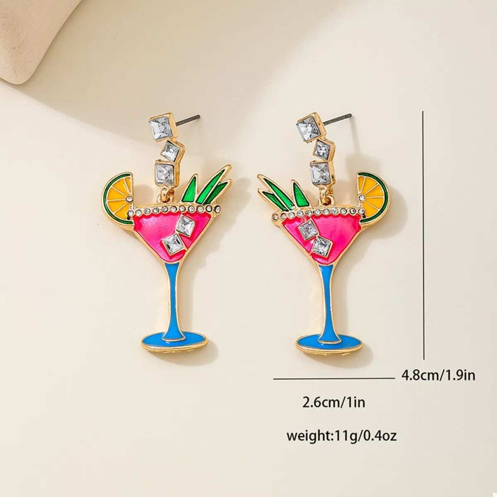 Cocktail Glass Dangle Earrings - Trendsi - Flyclothing LLC