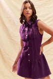 SO ME Button Down Sleeveless Collared Game Day Mini Dress - Trendsi - Flyclothing LLC