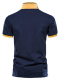 Men's Embroidered Collared Neck Striped Contrast Polo - Trendsi - Flyclothing LLC
