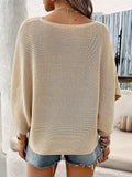 V-Neck Batwing Sleeve Knit Top - Trendsi - Flyclothing LLC