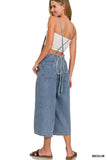 Zenana Denim Medium Washed Wide Leg Overalls - Trendsi - Flyclothing LLC