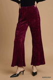 Umgee Velvet Pleated Wide Leg Pants - Trendsi - Flyclothing LLC