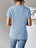 Round Neck Short Sleeve Knit Top - Trendsi - Flyclothing LLC
