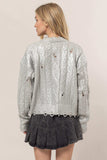 HYFVE Distressed Cable-Knit Round Neck Long Sleeve Sweater - Trendsi - Flyclothing LLC