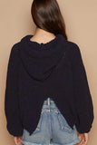 POL Back Open Slit Balloon Sleeve Crop Hooded Sweater - Trendsi - Flyclothing LLC
