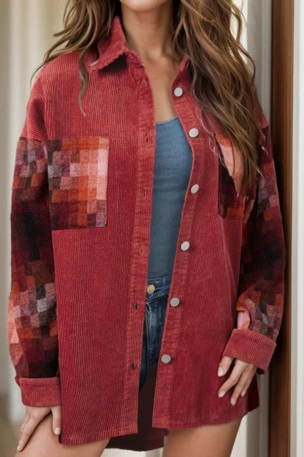 Button Up Long Sleeve Jacket - Trendsi - Flyclothing LLC