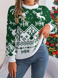 Christmas Element Round Neck Long Sleeve Sweater - Trendsi - Flyclothing LLC