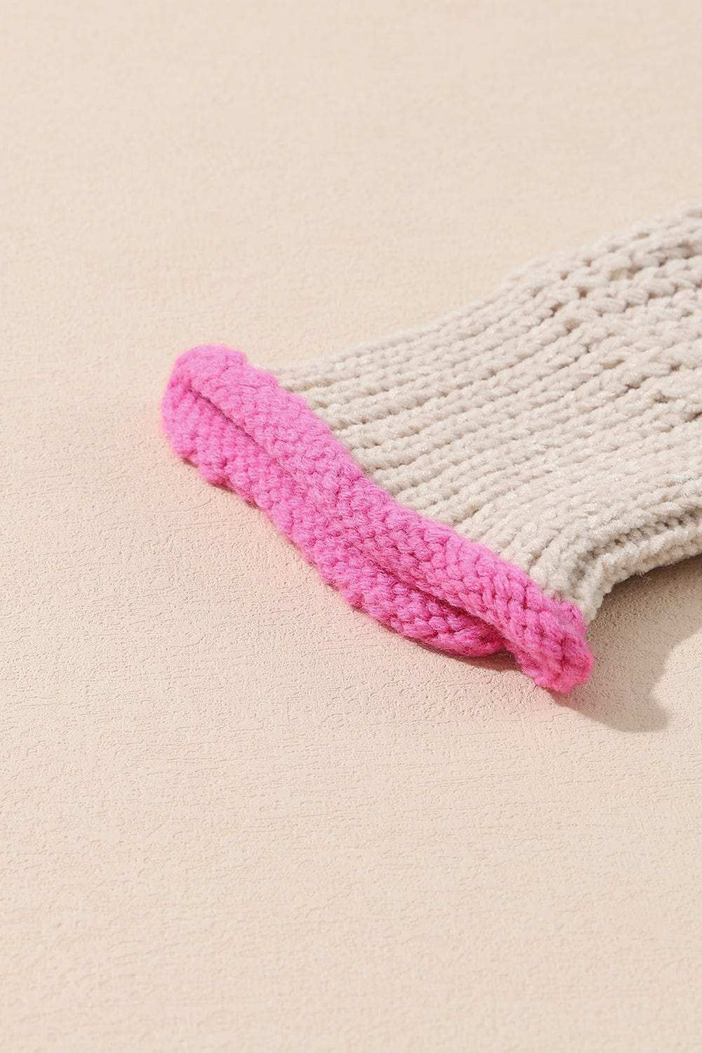 Contrast Tied Open Front Cardigan - Trendsi - Flyclothing LLC