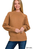 Zenana Viscose Mock Neck Exposed Seam Sweater - Trendsi - Flyclothing LLC