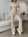 Zip Up Long Sleeve Top and Pants Set - Trendsi - Flyclothing LLC