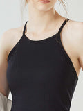 Grecian Neck Cropped Tank with Chest Pads - Trendsi - Flyclothing LLC