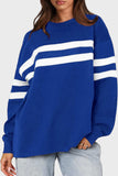 Lovelet Striped Round Neck Dropped Shoulder Sweatshirt - Trendsi - Flyclothing LLC