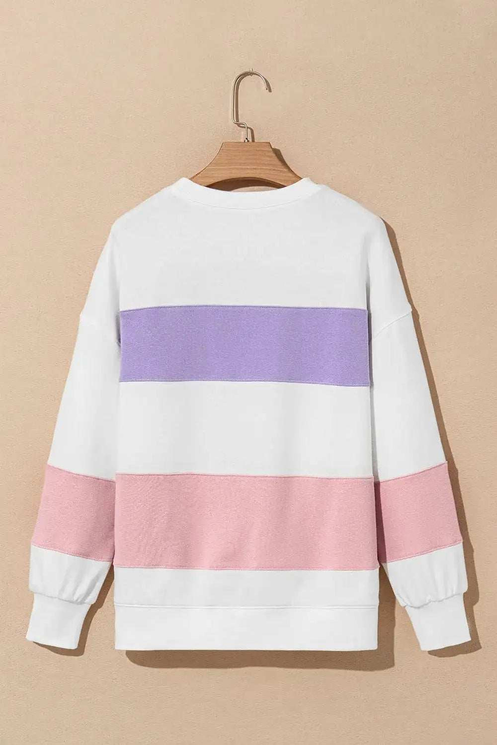 Color Block Round Neck Long Sleeve Sweatshirt - Trendsi - Flyclothing LLC