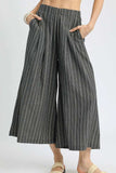 Umgee Pinstripe Crop Palazzo Pants - Trendsi - Flyclothing LLC
