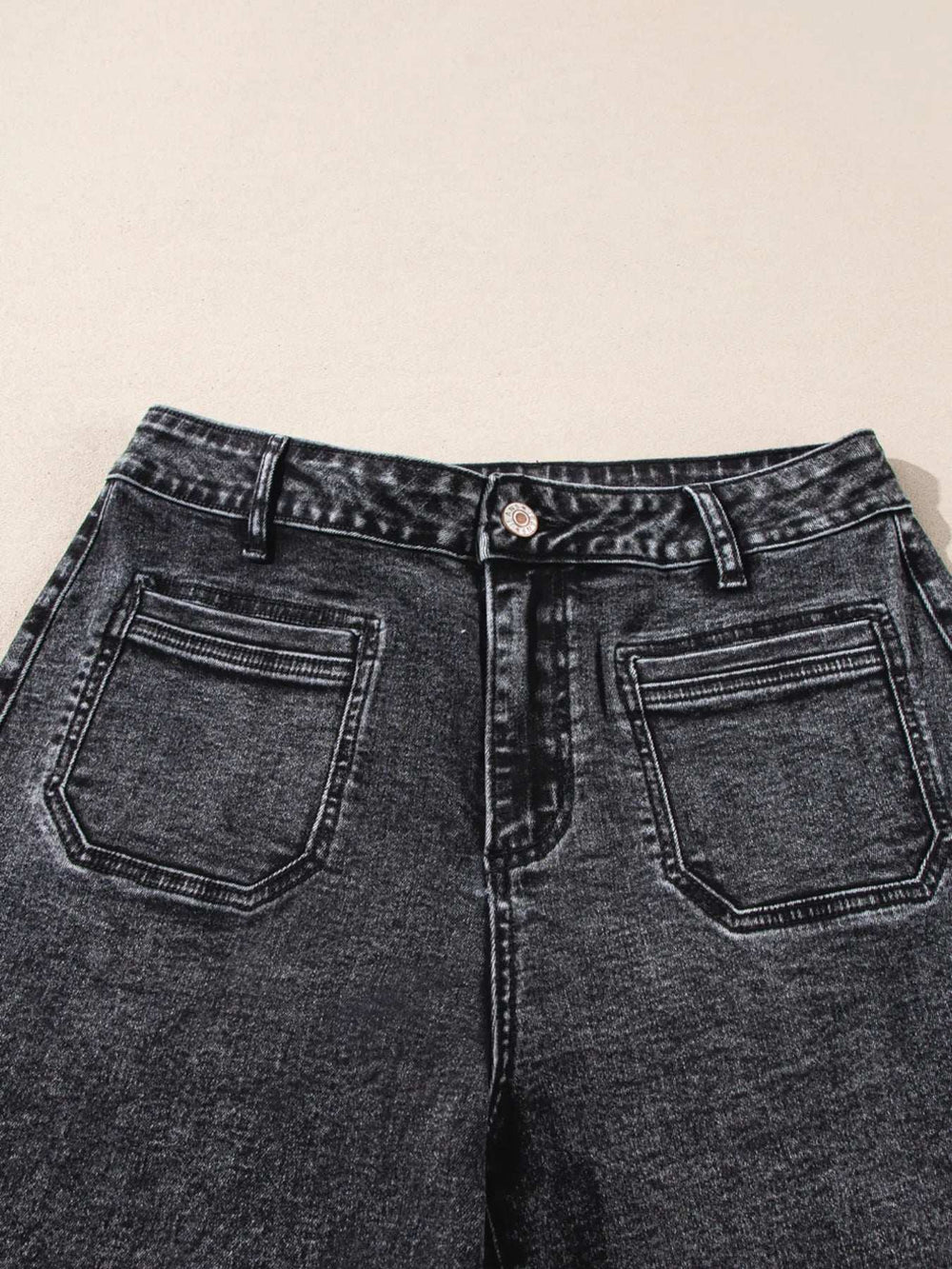 High-Waisted Wide Leg Washed Jeans - Trendsi - Flyclothing LLC