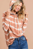 BiBi Tie Dye Stripe Terry Drawstring Hoodie With Leopard - Trendsi - Flyclothing LLC