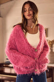 SO ME Soft Touch Hairy Loose Fit Cozy Sweater Cardigan - Trendsi - Flyclothing LLC
