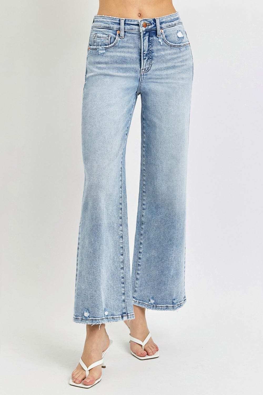 RISEN Full Size Tummy Control High Rise Crop Wide Leg Jeans - Trendsi - Flyclothing LLC