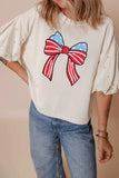 Bowknot Graphic Pearl Puff Half Sleeve T Shirt - Trendsi - Flyclothing LLC