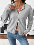 Button-Front Long Sleeve Cardigan - Trendsi - Flyclothing LLC