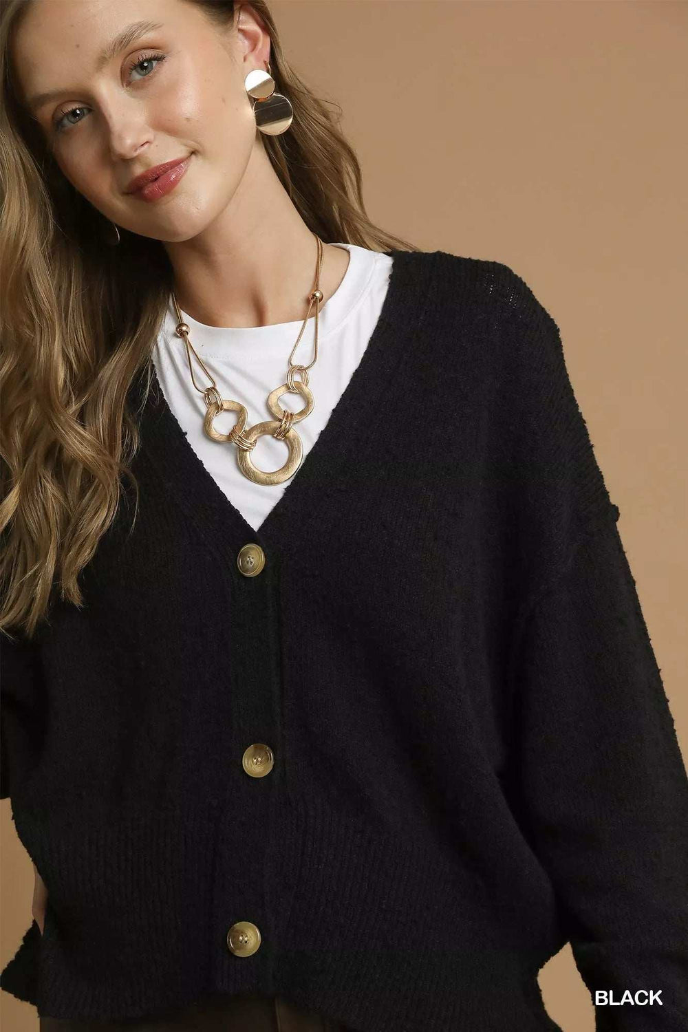 Umgee Button-Front V-Neck Knit Cardigan - Trendsi - Flyclothing LLC