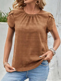 Round Neck Petal Sleeve Top - Trendsi - Flyclothing LLC
