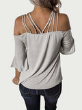 Full Size Cold Shoulder Three-Quarter Sleeve Blouse - Trendsi - Flyclothing LLC