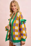 BiBi Mardigras Checker Board Front Open Cardigan - Trendsi - Flyclothing LLC