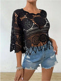 Openwork Round Neck Cover-Up - Trendsi - Flyclothing LLC