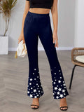 Star Elastic Waist Bootcut Pants - Trendsi - Flyclothing LLC