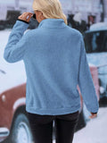 Half Zip Long Sleeve Furry Sweatshirt - Trendsi - Flyclothing LLC