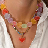 Colorful Resin Heart Necklace - Trendsi - Flyclothing LLC