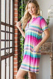 Heimish Full Size Striped Short Sleeve Mini Tee Dress Plus Size - Trendsi - Flyclothing LLC