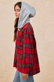 BiBi Brushed Plaid Hooded Jacket - Trendsi - Flyclothing LLC